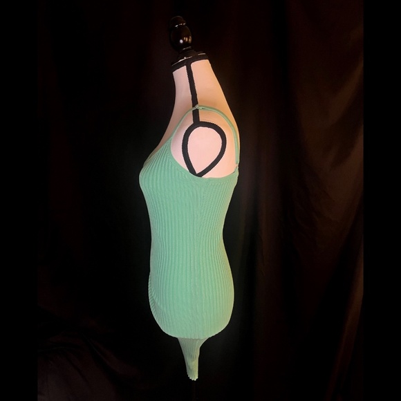 Mint Ribbed Bodycon Mini Dress | Adjustable Side Ruched | Size M - Picture 3 of 7